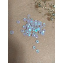 Пайетки пришивные круглые d=7 мм голограмма белые АВ, цена за 10 гр